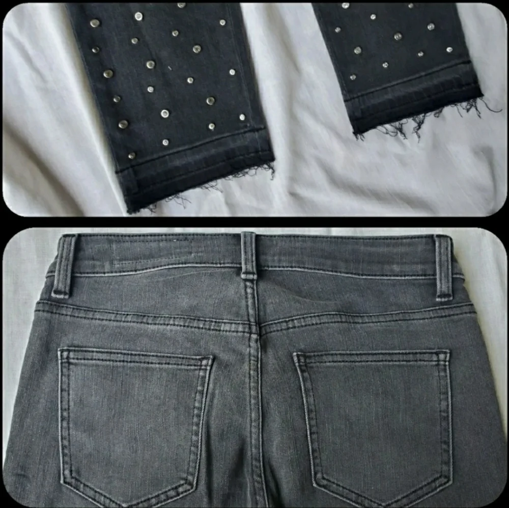Pistola Charlie Embellished Ankle Skinny Jeans Washed Black Nwt